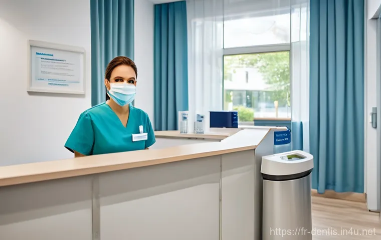 치과 감염 관리 실무 - **Prompt 1: Welcoming and Secure Dental Reception Area**
"A clean, modern, and brightly lit dent...