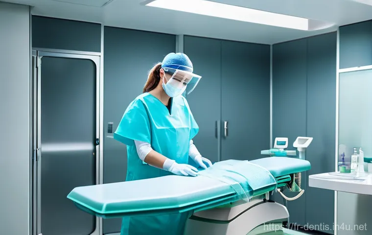 치과 감염 관리 실무 - **Prompt 2: The Art of Sterilization: A Glimpse into Dental Hygiene Protocols**
    "A split image s...