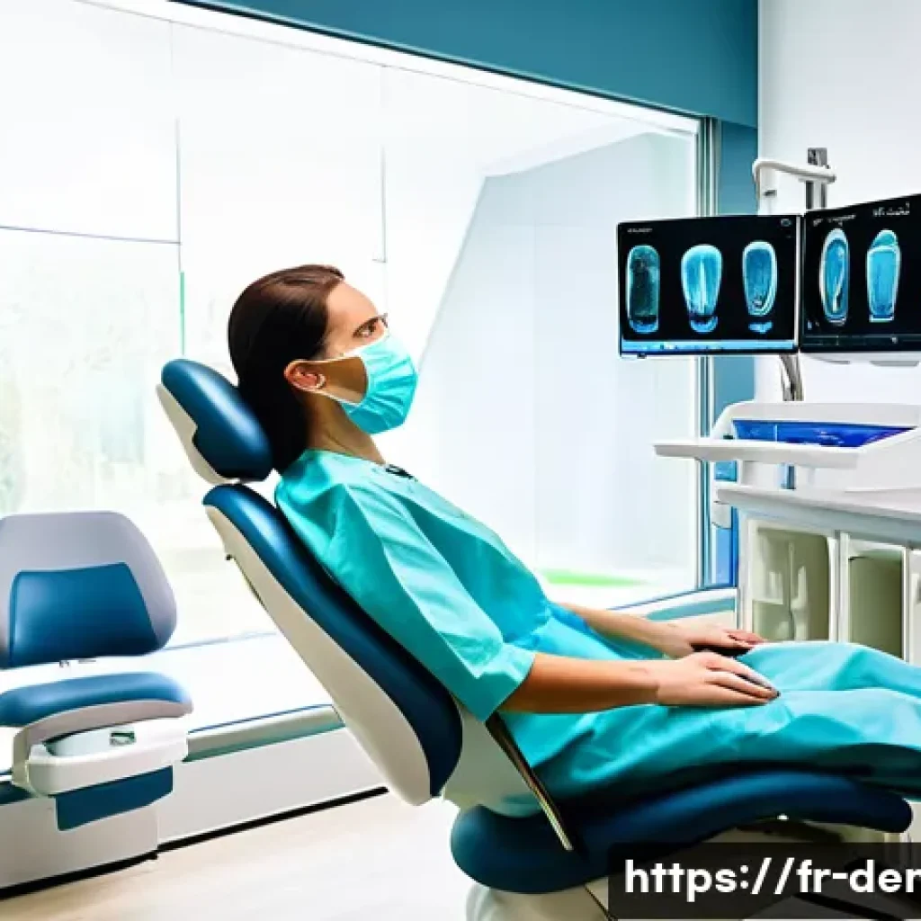 치과 진료 상담 사례 모음 - A modern dental clinic interior in France, bright and welcoming with large windows and natural light...