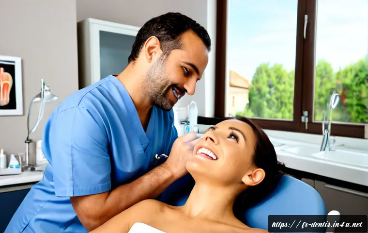 Home 17 치과 보건 정책과 치과의사의 역할 - Photorealistic French community dental clinic, a compassionate dentist in clean professional attire ...